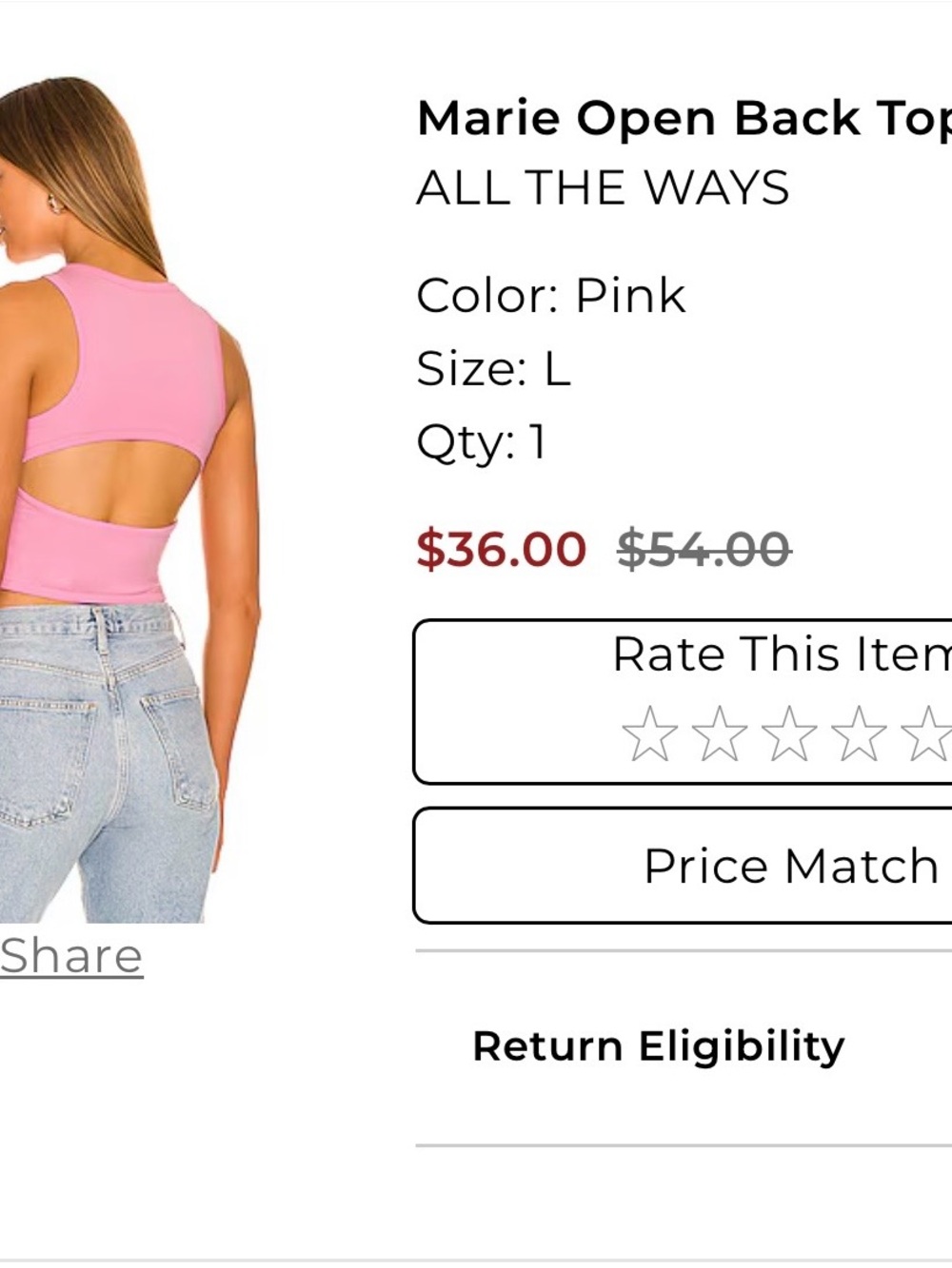Marie Open-Back Tank Top in Pink